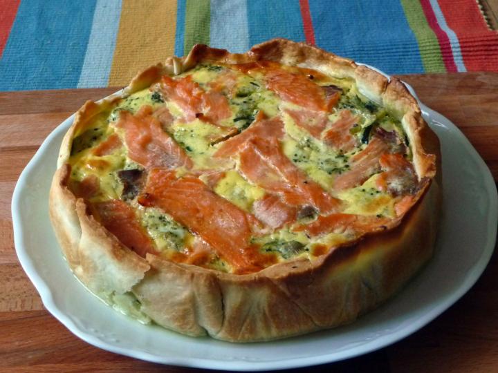 quiche de salmón y verduras