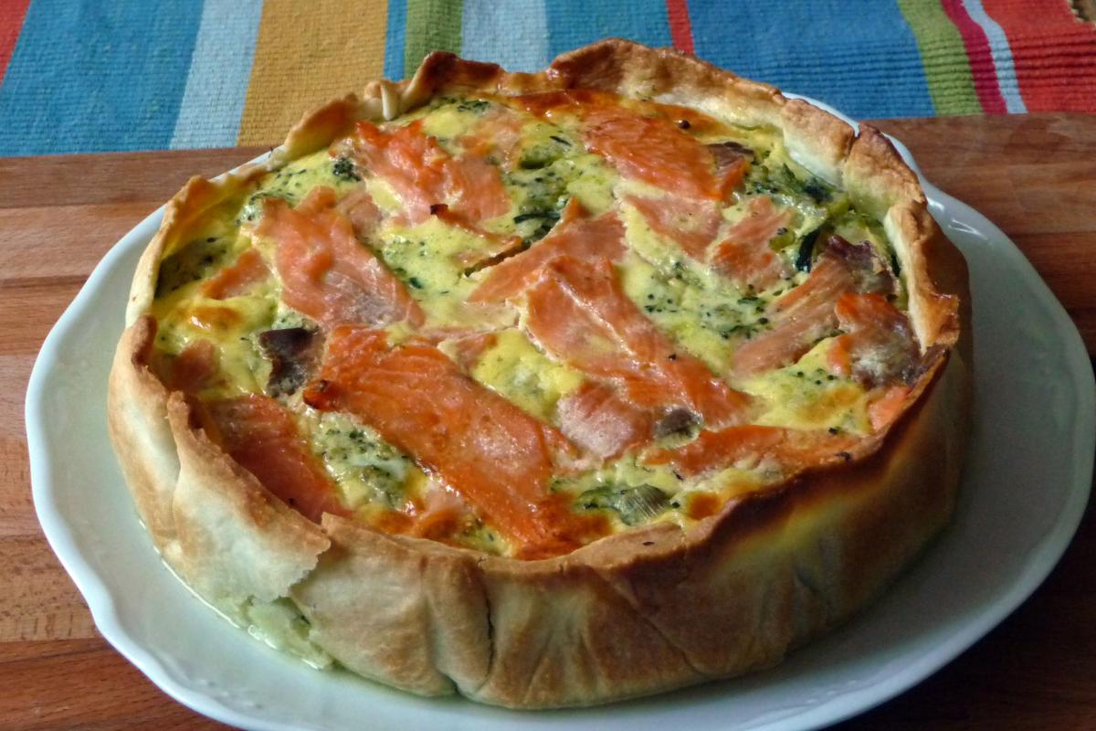 quiche de salmón y verduras