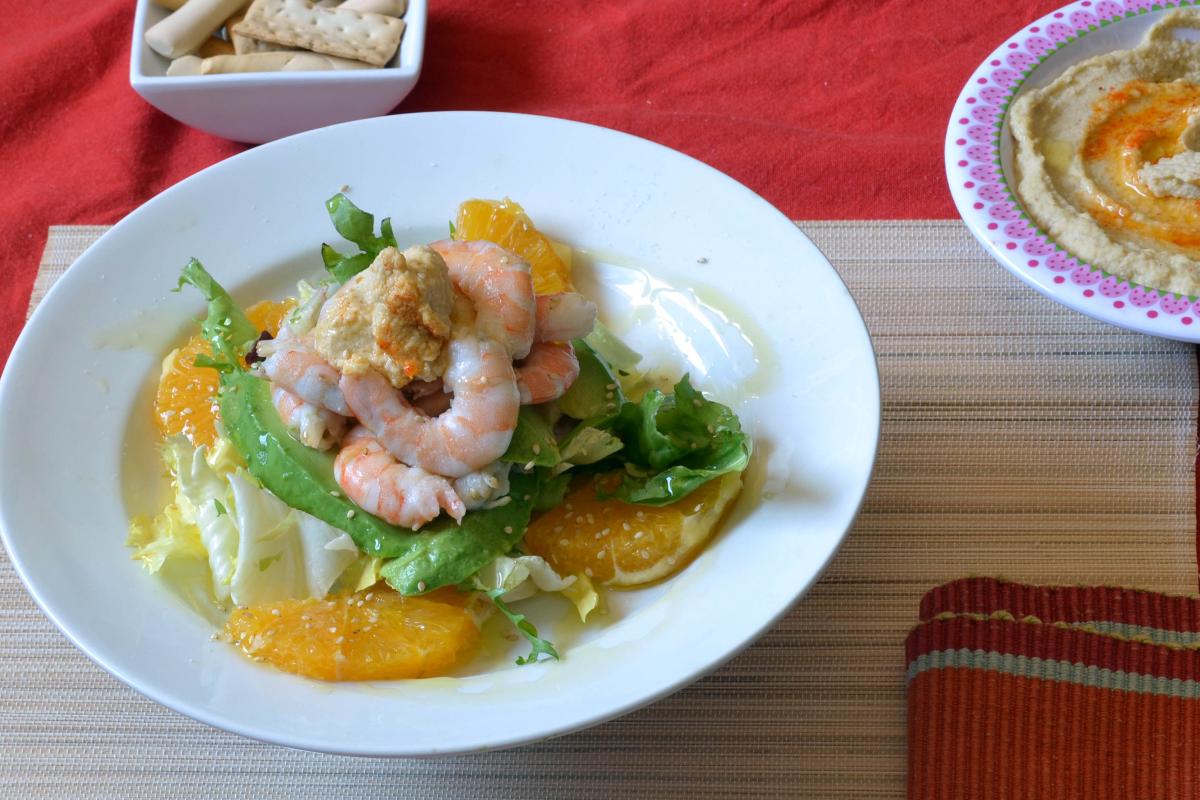 ensalada de langostinos