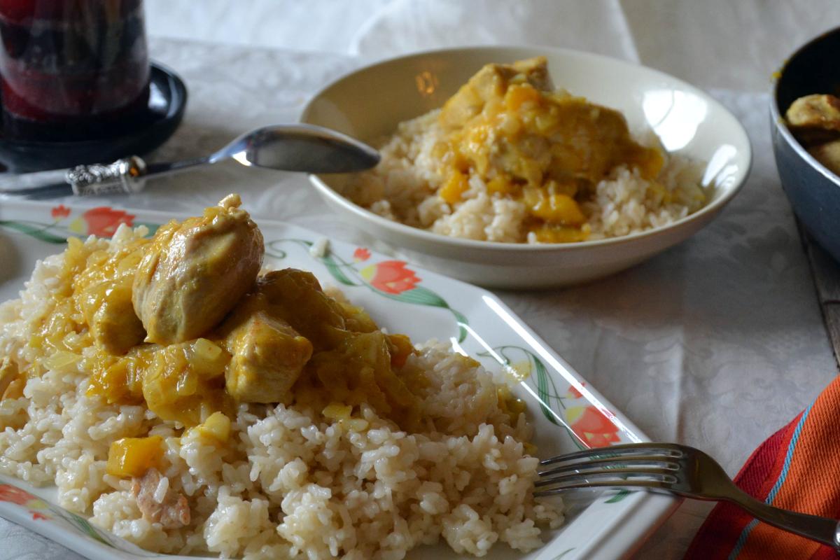 Curry de pollo y mango
